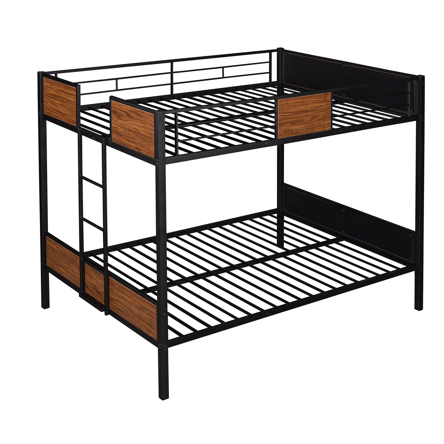 Full-over-full bunk bed modern style steel frame bunk bed with safety rail