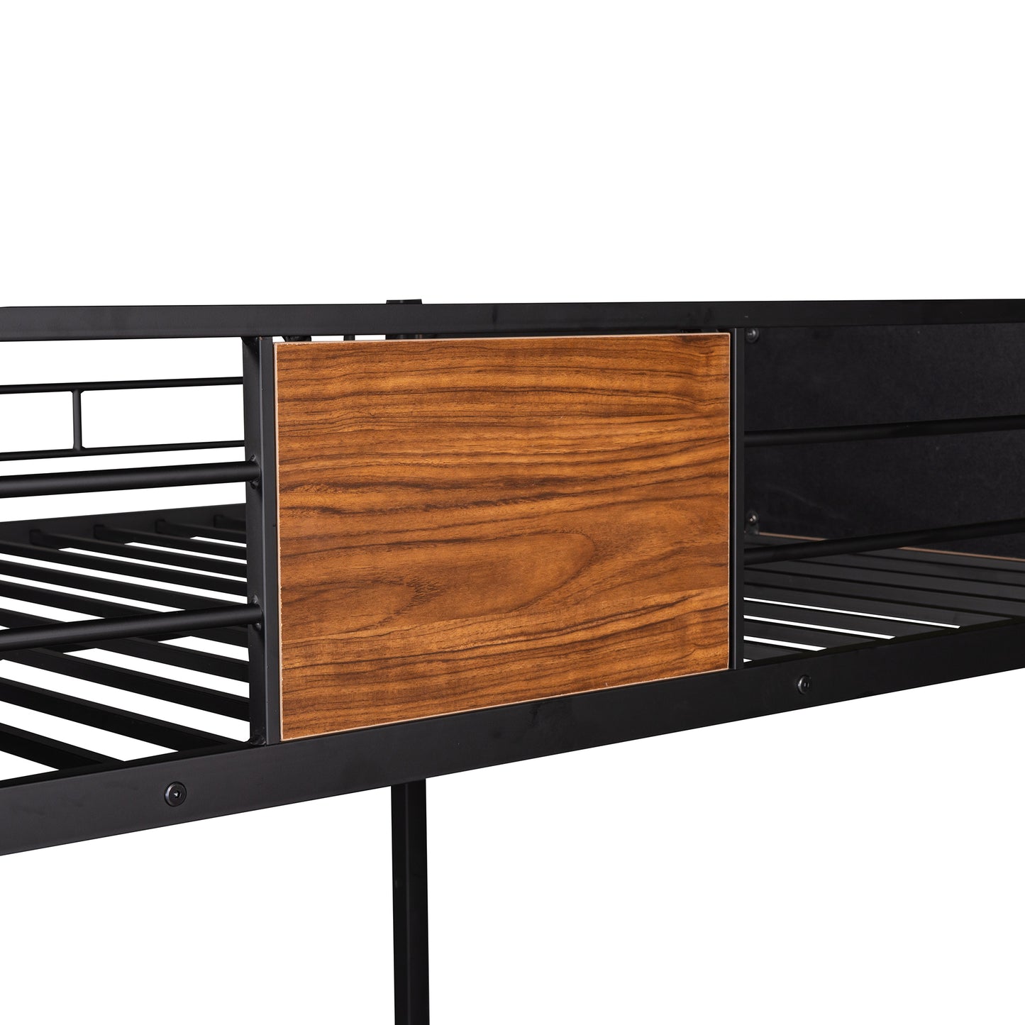 Full-over-full bunk bed modern style steel frame bunk bed with safety rail