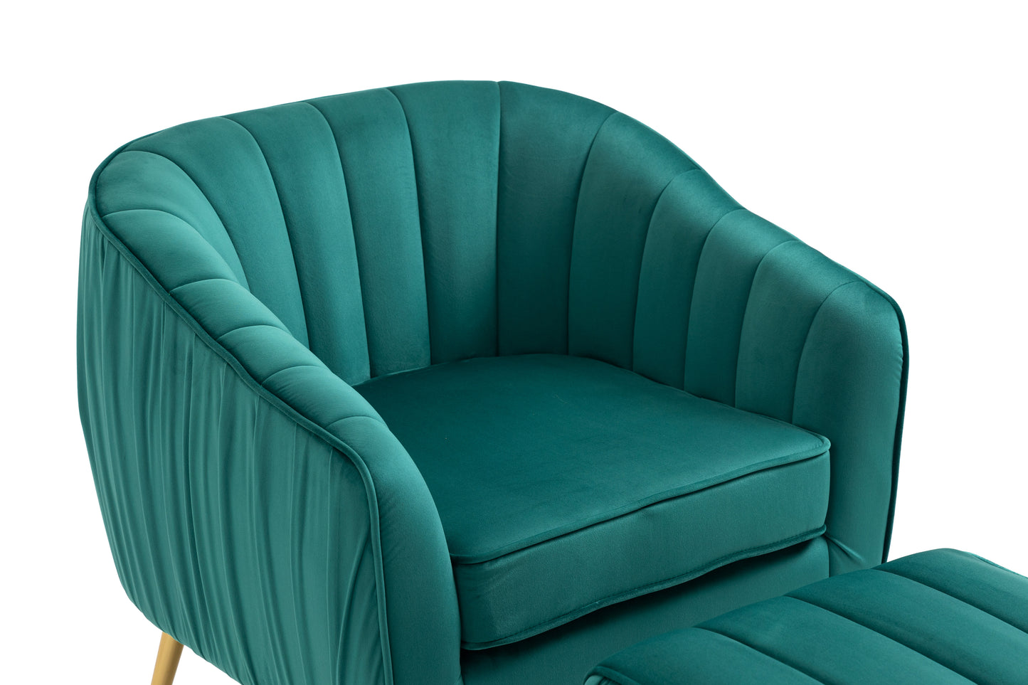 Velvet Accent Chair with Ottoman