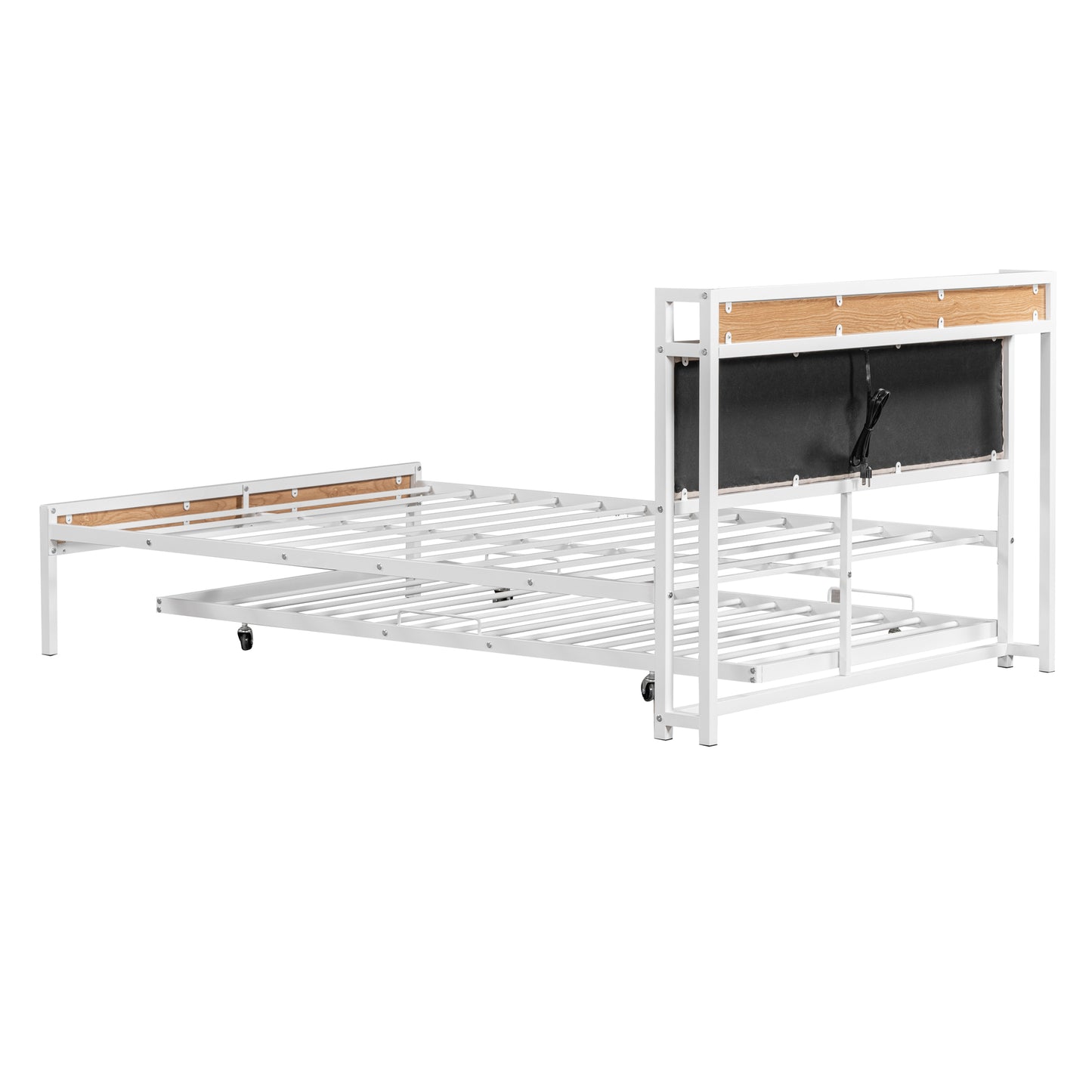 Full Size Metal Platform Bed Frame with Twin size trundle