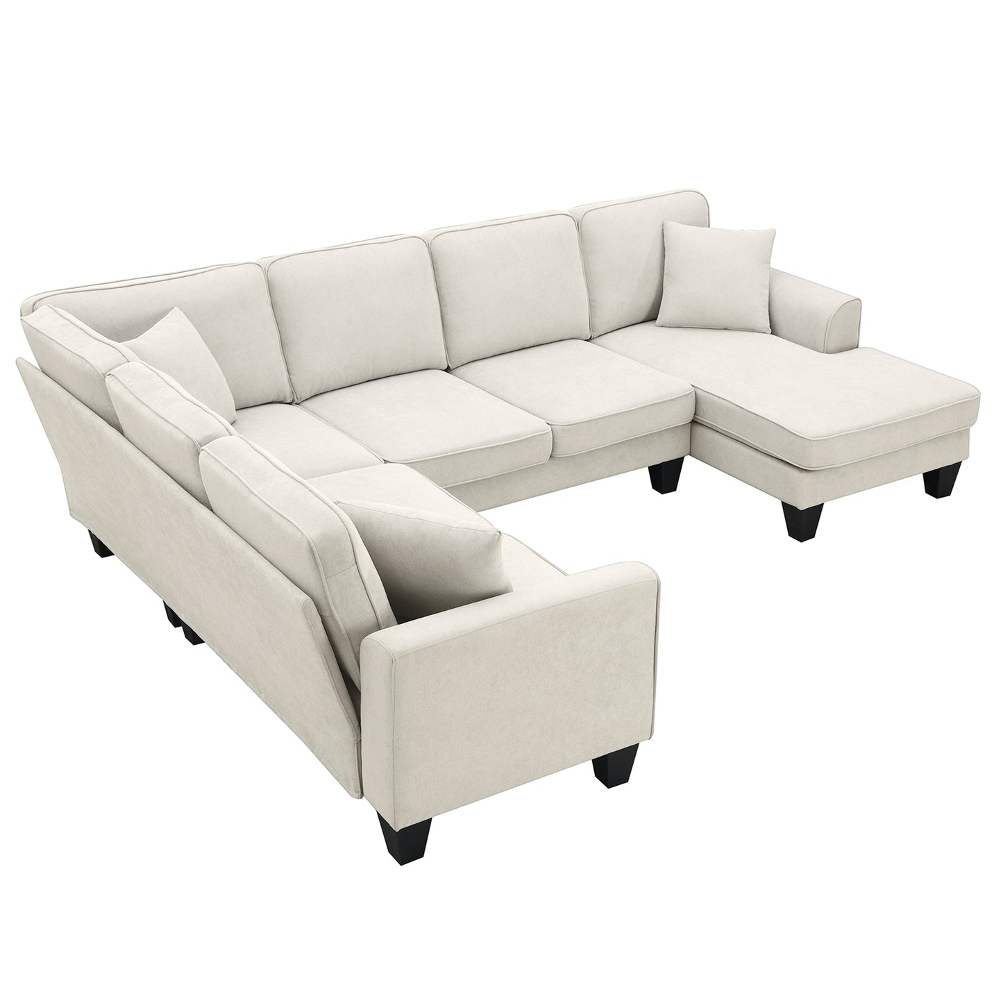 7 Seat Fabric Sectional Sofa Set with 3 Pillows