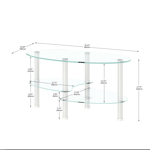 Transparent Oval glass coffee table