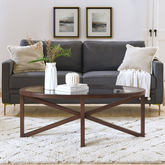 Modern simple glass coffee table, tempered glass coffee table